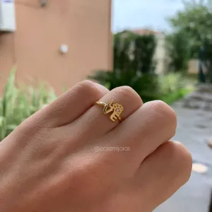 Anel love com Patinha cravejada - banhado a ouro 18k