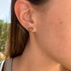 Brinco coração vazado G 1x1 cm  - banhado a ouro 18k