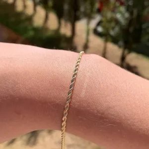 Pulseira cordão baiano fininho 2mm - 19 cm - banhado a ouro 18k