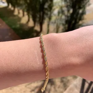 Pulseira cordão baiano fino 3mm -18 cm - banhado a ouro 18k