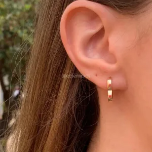 Brinco argola de coração lisa  G - banhado a ouro 18k