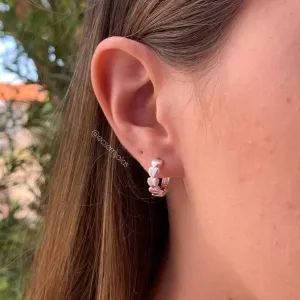 Brinco argola de corações lisa P - banhado  a prata 925