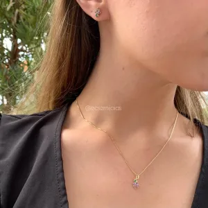 Conjunto de cacho de uva - 45 cm - banhado a ouro 18k