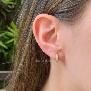 Brinco argola cravejada M - banhado a ouro 18k