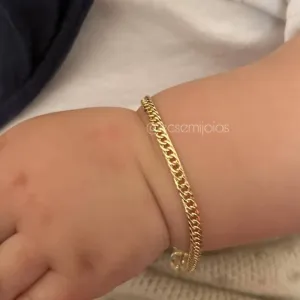 Pulseira infantil grumet - 3mm - banhado a ouro 18k