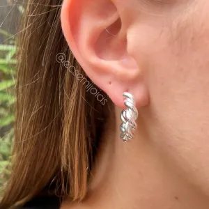 Argola torcida - 5x24mm - banhado a prata 925