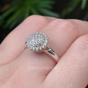 Anel chuveiro cravejado - 11mm - banhado a prata 925