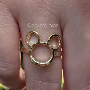 Anel Mickey liso vazado  - banhado a ouro 18k