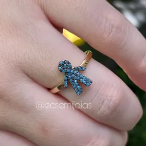 Anel menino cravejado - banhado a ouro 18k