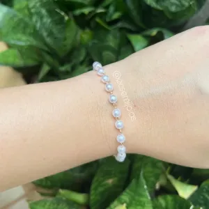 Pulseira de pérolas 5mm - 18cm - banhado a ouro 18k
