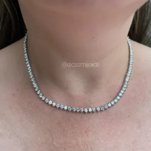 Colar riviera de 3 pontas 3mm - 42 cm - banhado a ródio branco