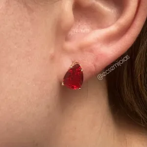 Brinco de zircônia gota - 8x12mm - banhado a ouro 18k