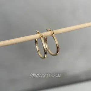Argola aro liso fino com trava (G) - 2x22mm - banhado a ouro 18k