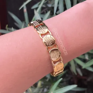 Bracelete 10 mandamentos - banhado a ouro 18k