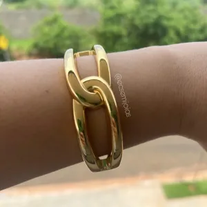 Bracelete entrelaçado vazado liso - banhado a ouro 18k