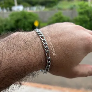 Pulseira masculina 3x1 de 6mm - 22cm - aço