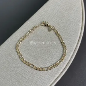 Pulseira infantil masculina 3x1 - 3mm - banhado a ouro 18k