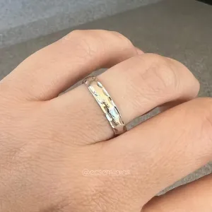 Anel aro liso diamantado nas bordas - banhado a ródio branco
