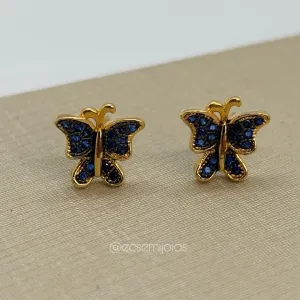 Brinco de borboleta cravejada - 10mm - banhado a ouro 18k