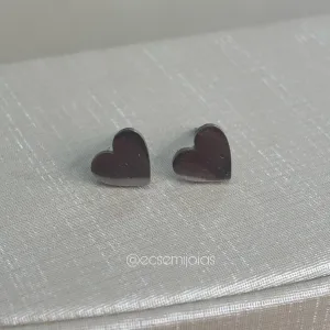 Brinco de coração liso - 9mm - aço