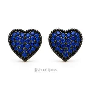 Brinco de coração 12mm cravejado - banhado a ouro 18k