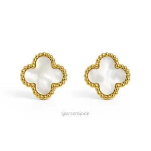 Brinco de trevo - 11mm - aço inoxidável dourado