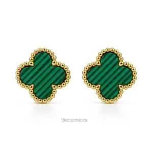 Brinco de trevo - 11mm - aço inoxidável dourado