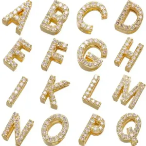 Colar de letra 7mm cravejada - banhado a ouro 18k