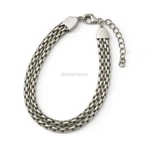 Pulseira de elos retangulares vazados - 19cm + extensor - aço