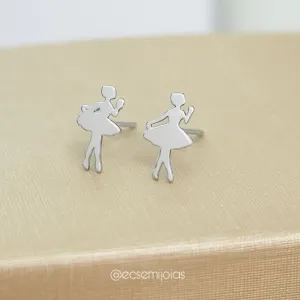 Brinco de bailarina lisa - 10mm altura - aço inoxidável