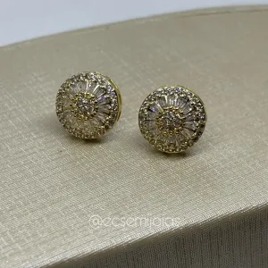 Brinco de pizza 11mm cravejado - banhado a ouro 18k