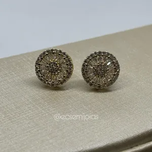 Brinco de pizza 13mm cravejado - banhado a ouro 18k