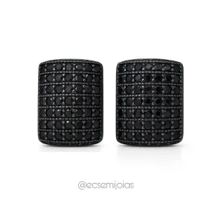 Brinco retangular cravejado - 10x12mm -  banhado a ouro 18k
