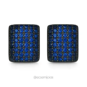 Brinco retangular cravejado - 10x12mm -  banhado a ouro 18k