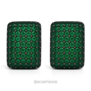Brinco retangular cravejado - 10x12mm -  banhado a ouro 18k