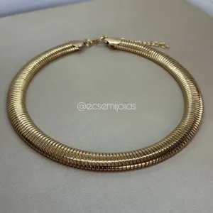 Canga malha grossa - 15mm - banhado a ouro 18k