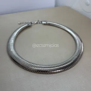 Canga malha grossa - 15mm - banhado a ródio branco