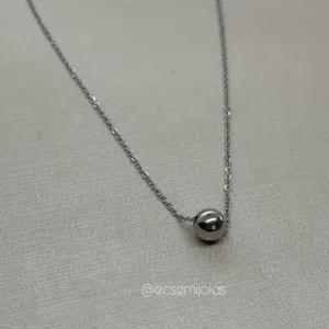 Colar com pingente de bola 8mm liso - 45cm - aço inoxidável