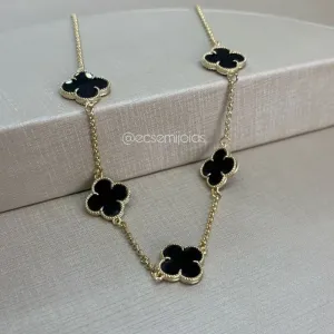 Colar de trevo 15mm - 40cm - banhado a ouro 18k