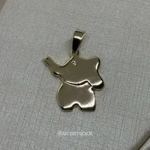 Pingente de elefante liso - 1,7cm - banhado a ouro 18k