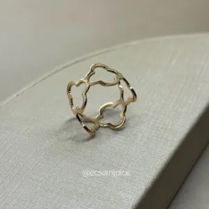 Anel com trevos lisos vazados - banhado a ouro 18k