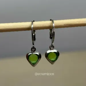 Argola tranqueta com coração 6mm - aço inoxidável