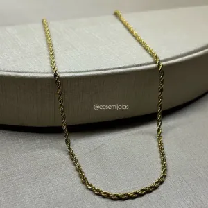 Colar cordão baiano de 2mm - 45cm - aço dourado
