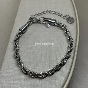 Pulseira cordão baiano 5mm -17cm + extensor - aço inoxidável