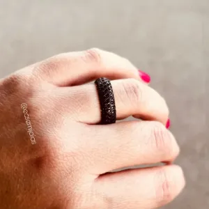 Anel 360º com 3 fileiras cravejadas  - banhado a ouro 18k