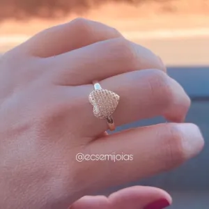 Anel de coração 12mm cravejado - banhado a ouro 18k