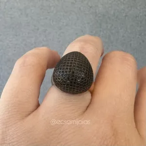 Anel de gota cravejada - 16x18mm - banhado a ouro 18k