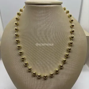 Colar de bolas lisas 8mm - 45cm - banhado a ouro 18k