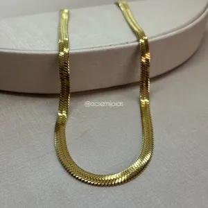 Colar de fita 6mm - 45cm + extensor - aço inoxidável dourado