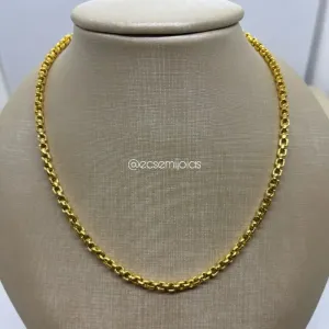 Colar elo cartier 4mm mais fechado - 47cm - banhado a ouro 18k